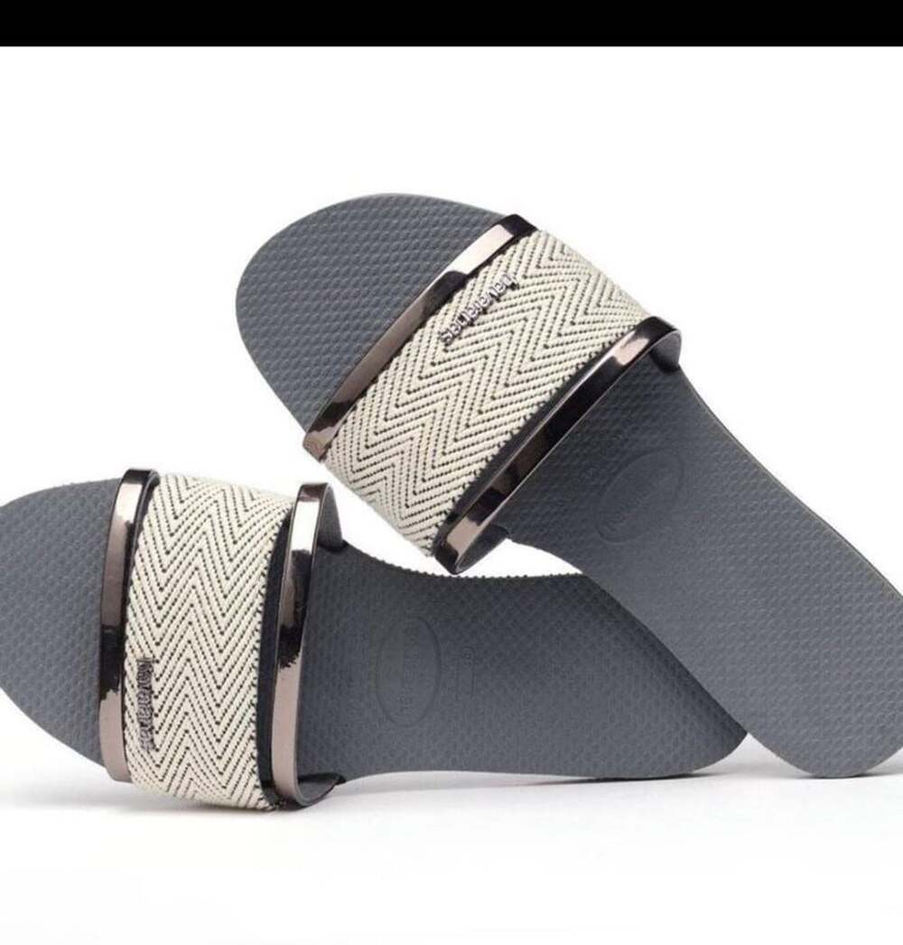 NWT Havaianas You Trancoso Premium Slide Sandals Size 9/10W Sand Grey $42